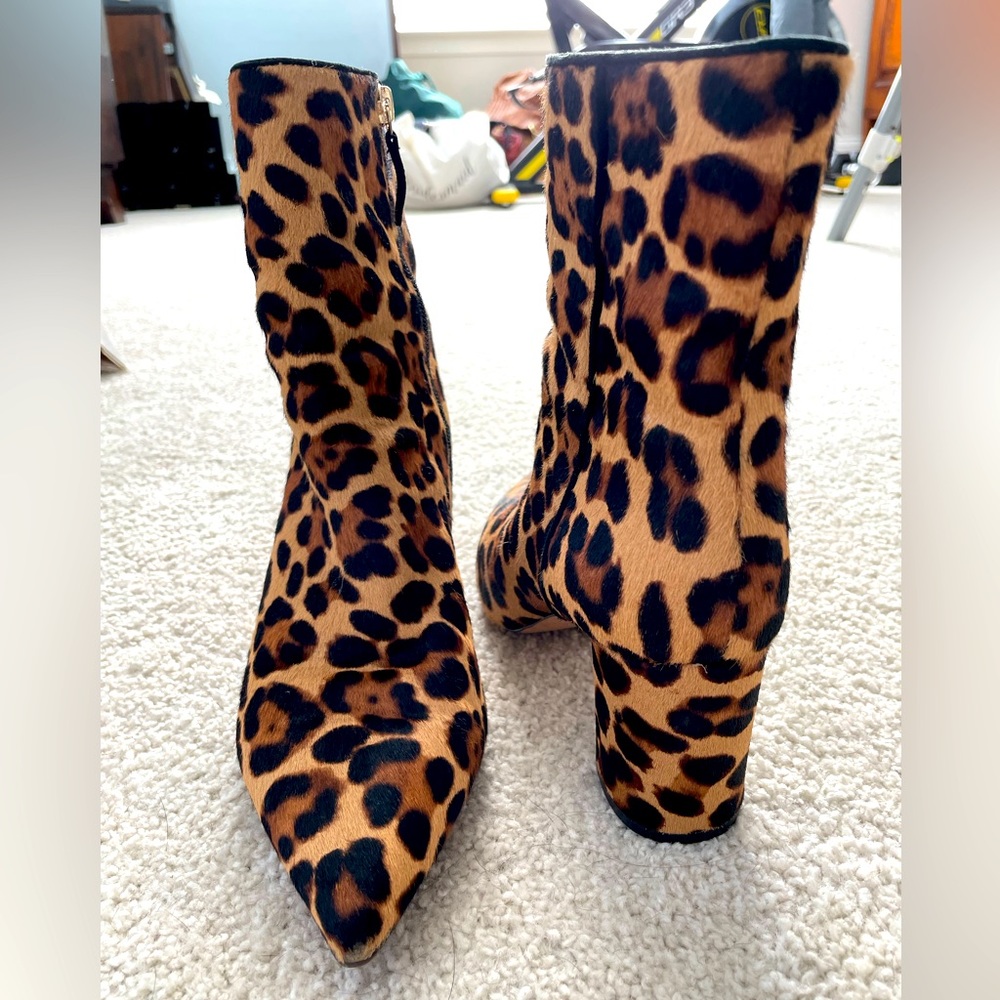 Leopard Print Calf Hair Ankle Boot